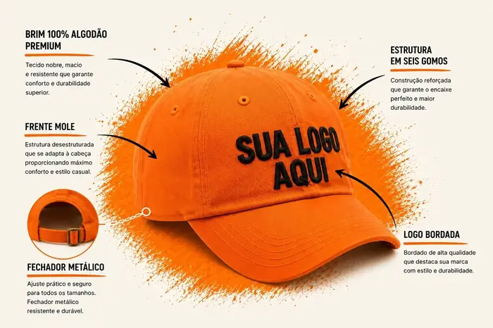 Dad Hat Personalizado com Bordado Premium | Mabelle Caps